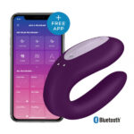 Смарт-вібратор для пар Satisfyer Double Joy, фіолетовий з широким кліторальним стимулятором